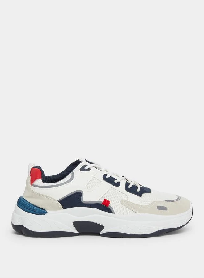 Styli Chunky Color Block Lace-Up Sneakers