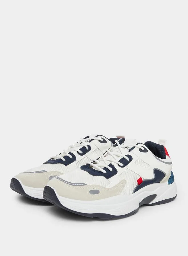 Styli Chunky Color Block Lace-Up Sneakers