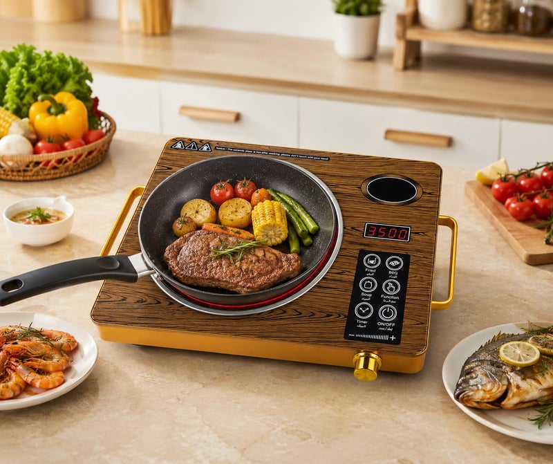 3500W Infrared Electric Stove – Smart Touch Ceramic Heater with 11 Heat Levels, LED Digital Display, Safety Timer – Suitable for Frying, BBQ, Fast Cooking, Boiling Water Multicolor - Image 2