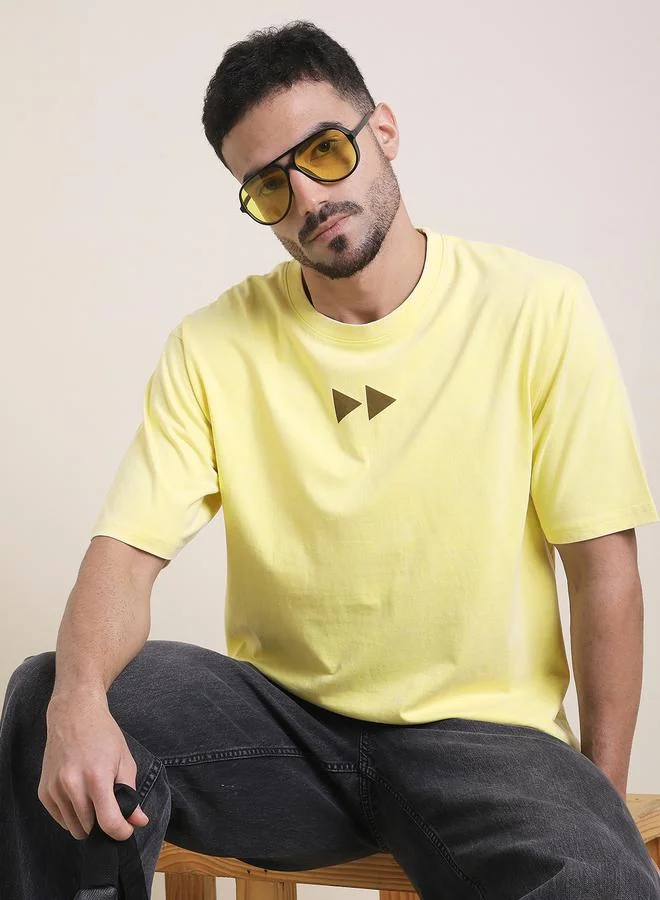 ديفيرينس أوف أوبينيون تيشيرت مطبع بقصة واسعة وغسيل حمضي للرجال