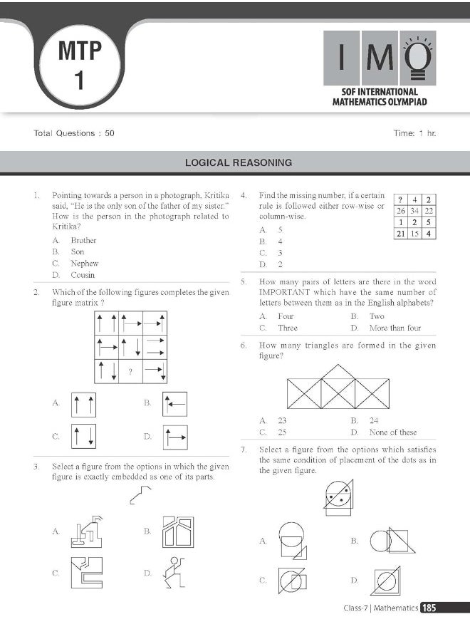 OUROZO MTG Olympiad Prep-Guide Mathematics Class 7 - Detailed Theory, Self Test with IMO Chapterwise Previous Year Question Paper For SOF 2023-24 Exam  - Image 2
