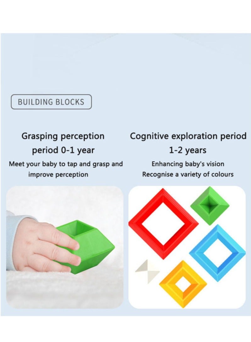 YelaJoy كتل بناء هرم متنوعة للأطفال كبيرة الحجم حبيبات تعليمية للتجميع والألعاب التراصية - Image 2