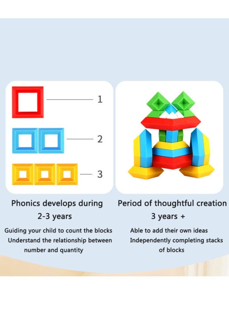 YelaJoy كتل بناء هرم متنوعة للأطفال كبيرة الحجم حبيبات تعليمية للتجميع والألعاب التراصية - Image 3