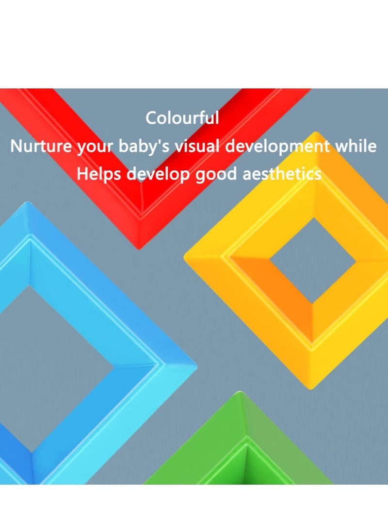 YelaJoy كتل بناء هرم متنوعة للأطفال كبيرة الحجم حبيبات تعليمية للتجميع والألعاب التراصية - Image 4