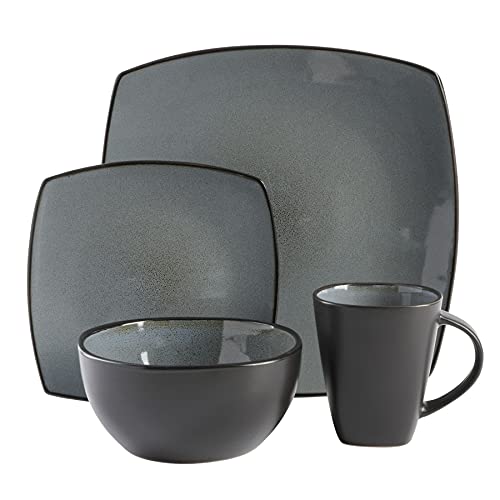 Gibson Elite Soho Lounge Square Reactive Glaze Stoneware Dinnerware Set, Service for 4 (16pc), Eclipse - Image 5