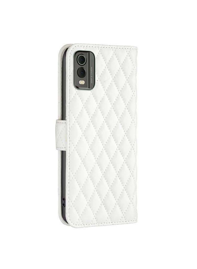 اس-توب جراب هاتف Nokia C32 Diamond Lattice بمحفظة جلدية قابلة للطي - Image 3