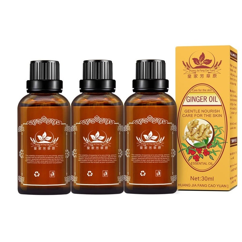3 Pack Lymphatic Drainage Ginger Oil Ginger Massage Oil to Promote Blood CirculationSuitable for Body Massage