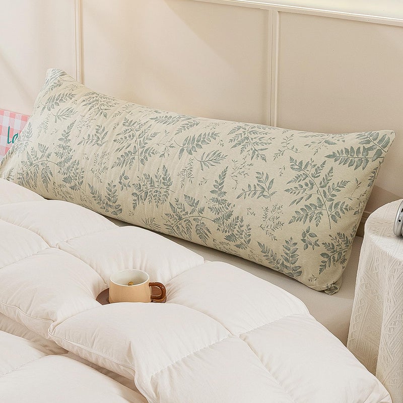 ECOCOTT ECOCOTT Pillowcase Boby Size with Green Botanical Plant Leaves Pattern Pillow Cases Set  1 pcs 100% Cotton Pillow Covers & Envelope Closure (Boby  20""x54"")  - Image 5
