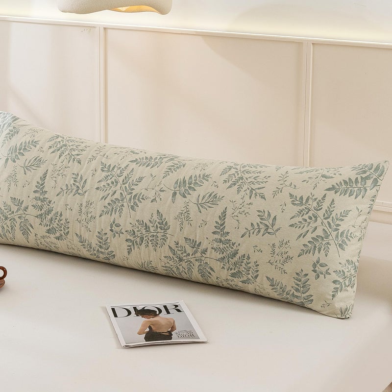 ECOCOTT ECOCOTT Pillowcase Boby Size with Green Botanical Plant Leaves Pattern Pillow Cases Set  1 pcs 100% Cotton Pillow Covers & Envelope Closure (Boby  20""x54"")  - Image 3
