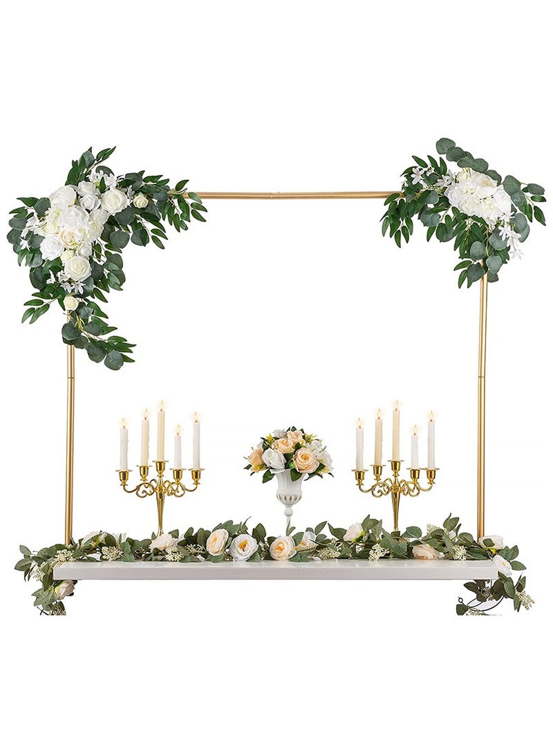Generic Over The Table Rod Stand with Clamps, Adjustable Table Arch Stand, 1.2m-2m Width, 1m Height, Balloon Table Stand, Decorated Flower Arch for Party Birthday Wedding, Gold  - Image 1