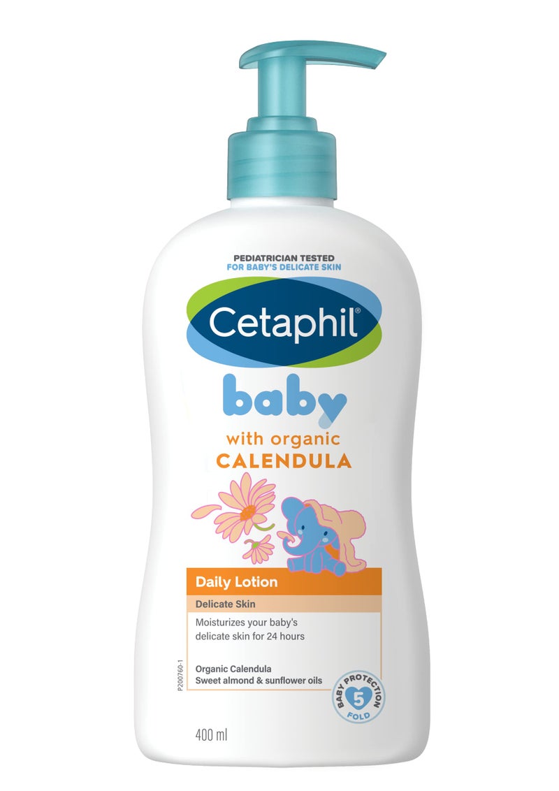 Cetaphil Baby Daily Lotion with Organic Calendula |Vitamin E | Sweet Almond & Sunflower Oils |13.5 Fl. Oz - Image 2