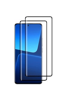 Pack Of 2 for Xiaomi 13 Pro Screen Protector 9H Anti-Scratch Shatterproof HD Curved Edge to Edge Full Coverage Ultra-thin Tempered Glass Screen Protector - Black
