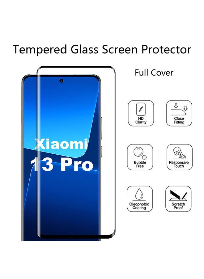 O Ozone Pack Of 2 for Xiaomi 13 Pro Screen Protector 9H Anti-Scratch Shatterproof HD Curved Edge to Edge Full Coverage Ultra-thin Tempered Glass Screen Protector - Black  - Image 2