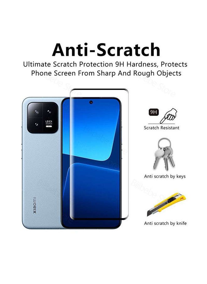 O Ozone Pack Of 2 for Xiaomi 13 Pro Screen Protector 9H Anti-Scratch Shatterproof HD Curved Edge to Edge Full Coverage Ultra-thin Tempered Glass Screen Protector - Black  - Image 3