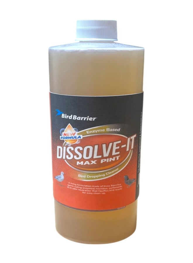 Bird Barrier Dissolve-It Max Enzyme Cleaner - Mix with Water - Bird Dropping Cleaner - Dissolves Waste - Treat Affected Areas Before Installing Bird Control Products - Bird Cage Cleaner - 1 Pint Makes - Image 1
