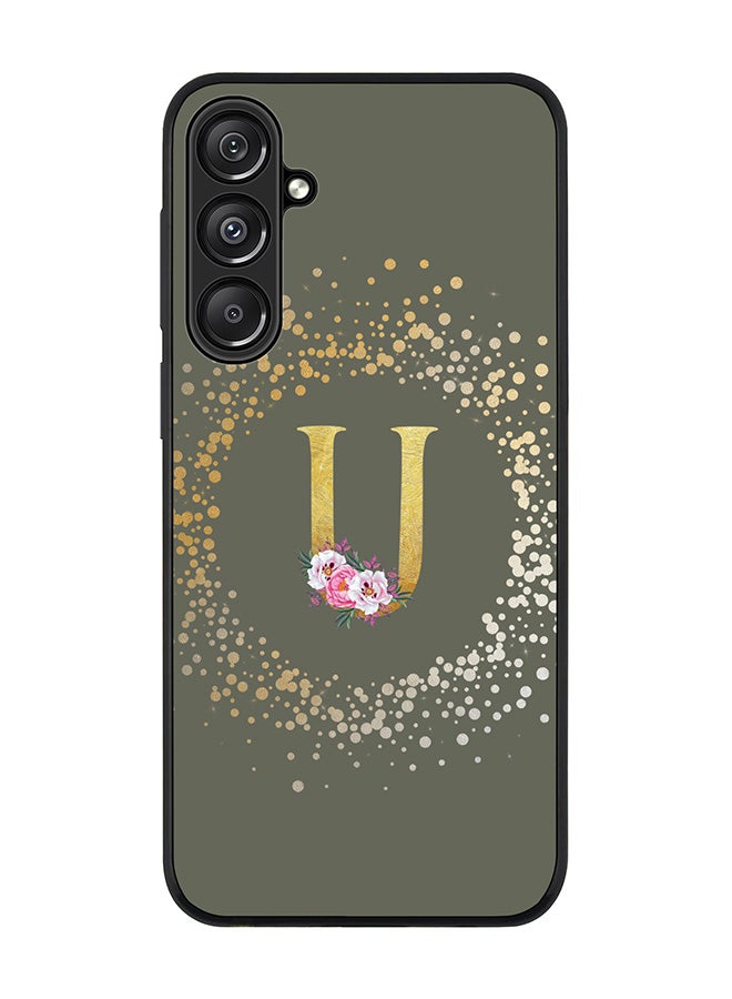 Stylizedd For Samsung Galaxy A16 / A16 5G Case,Slim fit Camera Protection, Shockproof Thin Phone cover - Custom Monogram Floral - U (Olive Green ) - Image 1