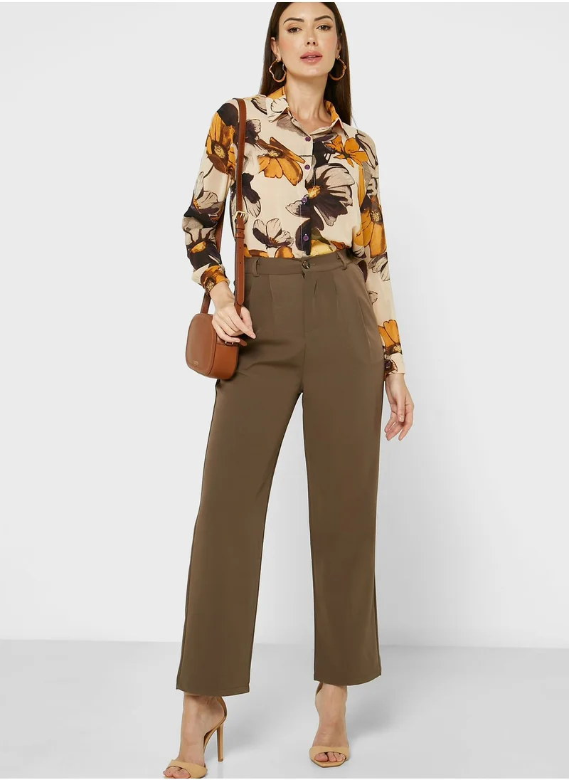 ELLA Front Pleat Wide Leg Pants