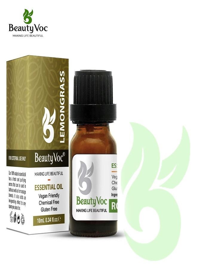 BEAUTY VOC Lemongrass Oil with Essence of Finest Lemongrass for Beauty and Wellness, Infused with Natural Antioxidants and Brightening Power, Elevate Skin, Mood, and Clarity, 10ml  - Image 1