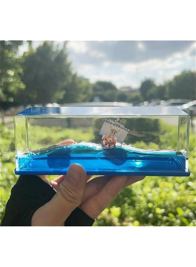 Unsinkable Ship Thousand Sunny Pirate Ship in a Bottle Box, Non Sinking OP Anime Boat Model Fluid Drift Bottle Decorations Desk Decor Ornament for Boys Girls Gift (Thousand Sunny-c) - Image 2