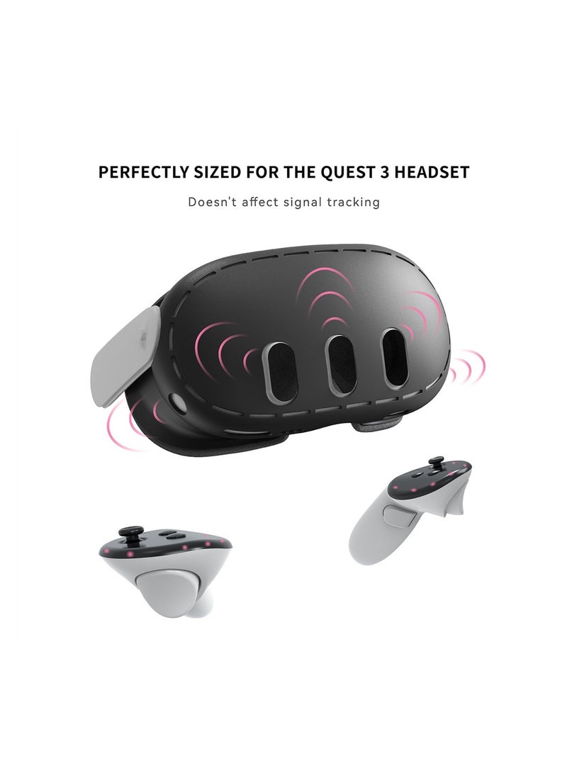 Silicone VR Headset Cover for Quest 3 Anti Scratch Dust Shock Protection Black - Image 2