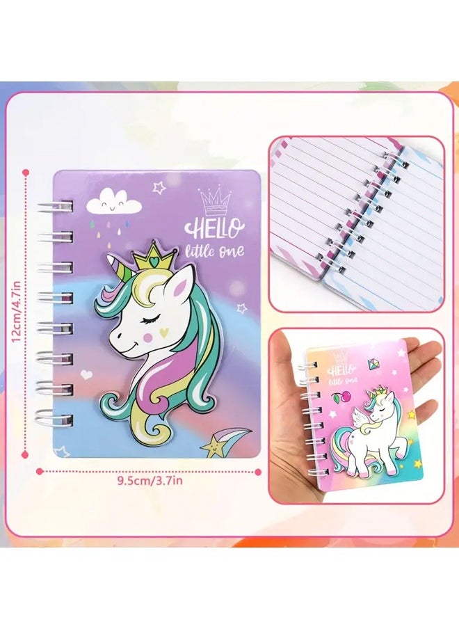 ZCM-HAPPY 4 PCS Unicorn 3D Loose Leaf Notebook Set - Cute, Mini Spiral Notepad for Girls Ideal for School, Journals and Holiday Gifts Mini Cute Notebook  - Image 2