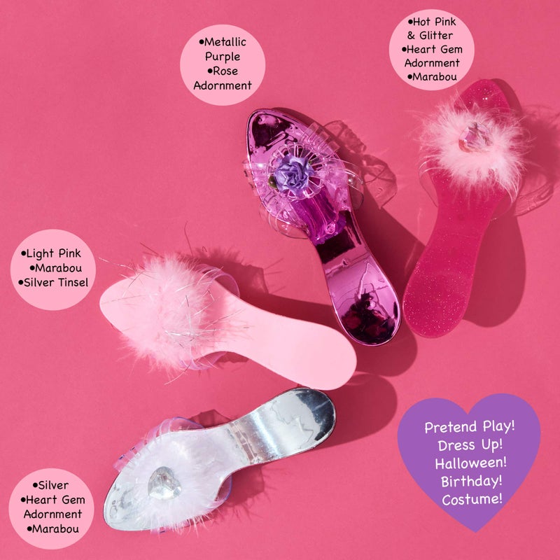 PRINCESS EXPRESSIONS Expressions Toddler Girls Kids 4 Pack Dress Up Royalty Shoes with Heels Set in Carrying Bag - Fits Toddler Shoe Size 7-10 - Image 5