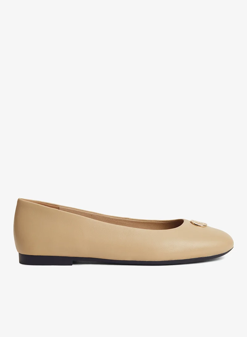Monogram Plaque Leather Ballerinas
