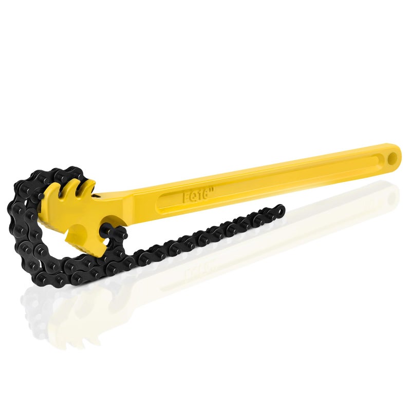 SLNIHAMS 16 Inch Chain Wrench, Heavy Duty Oil Filter Chain Wrench Adjustable 27" Chain for 1-1/2â€ to 7-1/2â€ Pipe & Oil Filter Grip - Heat-Treated Carbon Steel with Hanging Hook - Diesel/Plumbing Use - Image 1