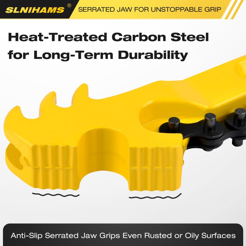 SLNIHAMS 16 Inch Chain Wrench, Heavy Duty Oil Filter Chain Wrench Adjustable 27" Chain for 1-1/2â€ to 7-1/2â€ Pipe & Oil Filter Grip - Heat-Treated Carbon Steel with Hanging Hook - Diesel/Plumbing Use - Image 3