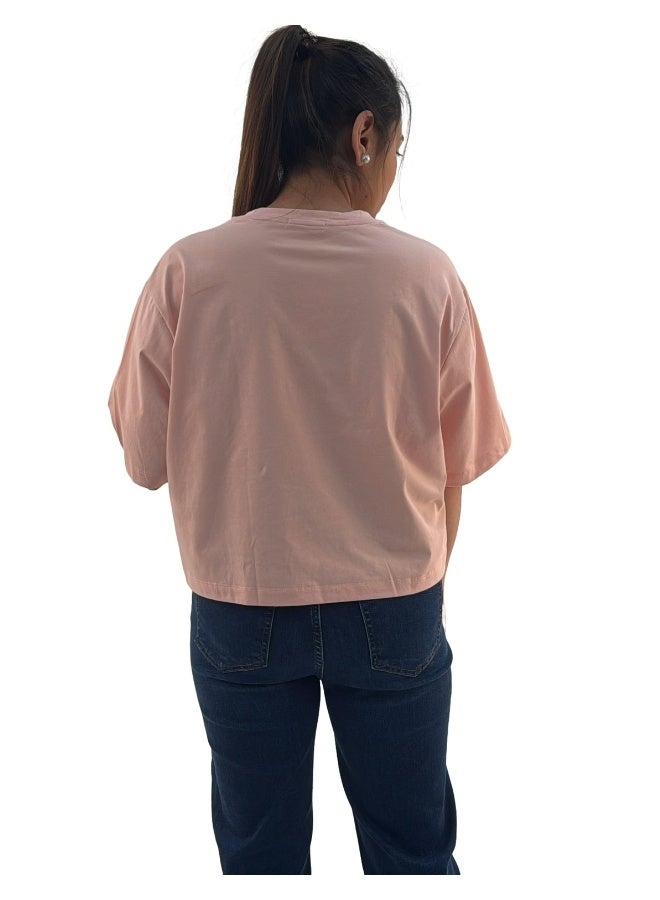 JOANNA JOANNA 193297 Women's Oversized Crew Neck Short Sleeve T-Shirt - Pink - Image 3