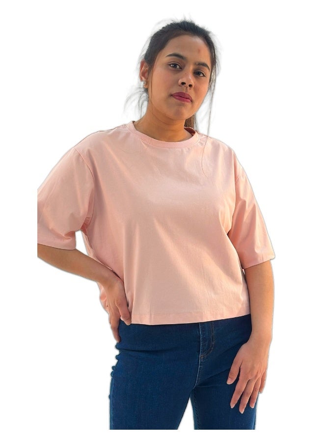 JOANNA JOANNA 193297 Women's Oversized Crew Neck Short Sleeve T-Shirt - Pink - Image 1