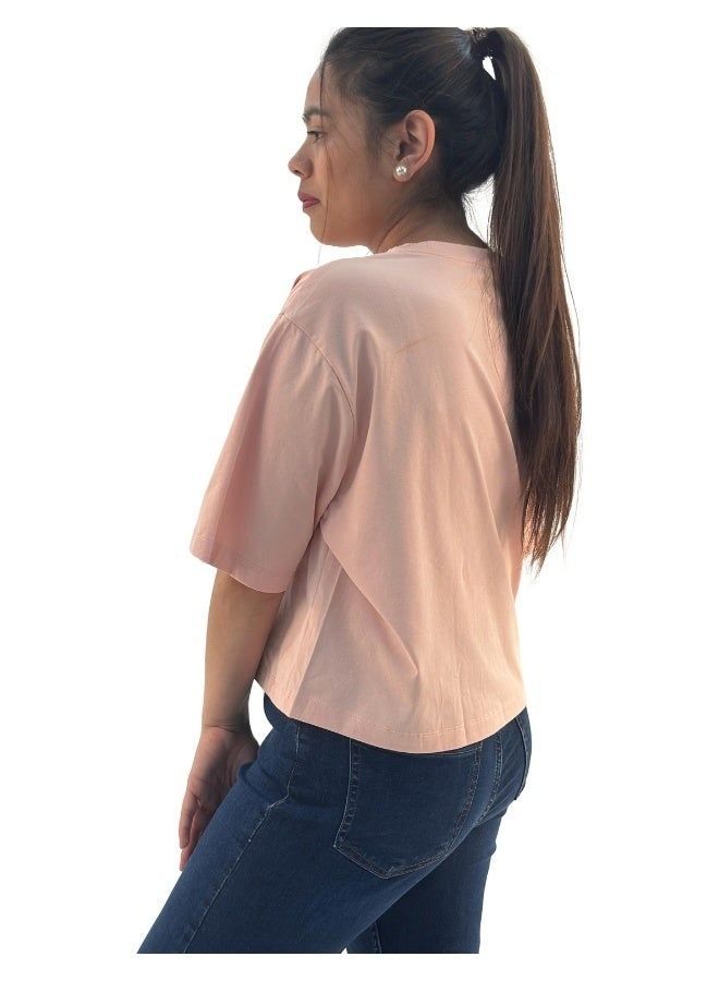 JOANNA JOANNA 193297 Women's Oversized Crew Neck Short Sleeve T-Shirt - Pink - Image 2