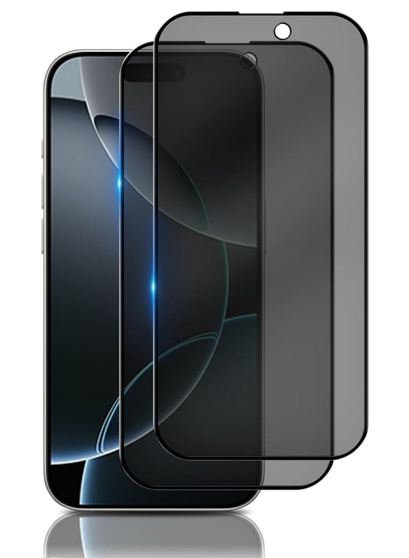 2-Pack Tempered Glass Privacy Screen Protector for iPhone 16 / iPhone 15 / iPhone 15 Pro (6.1-Inch) - Anti-Spy, Anti-Scratch, 9H Hardness - Image 1