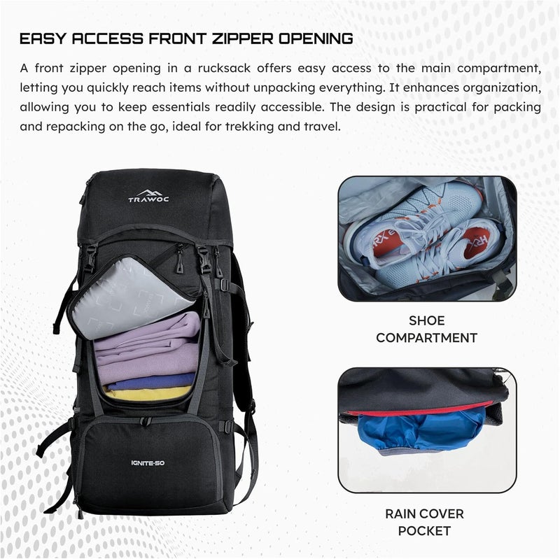 Trawoc حقيبة ظهر سفر TRAWOC IGNITE 50L - Image 5