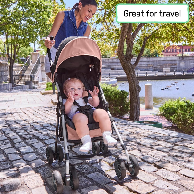 Ingenuity3D Mini Convenience Stroller  Lightweight Stroller Compact Fold MultiPosition Recline Canopy with Pop Out Sun Visor and More  Umbrella Stroller for Travel Dusty Rose Pink - Image 2