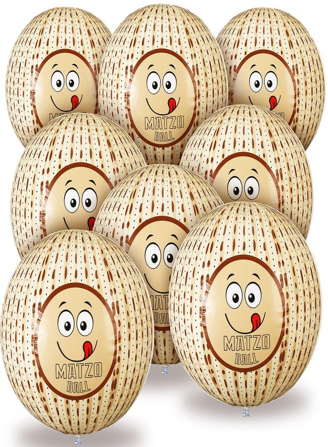 Motionchic 8 Pcs Passover Inflatable Matzah Ball, 12 Inch Blow up Bouncy Ball Passover Decorations Indoor Outdoor Play for Kids Playground Game Party Supplies - Image 1