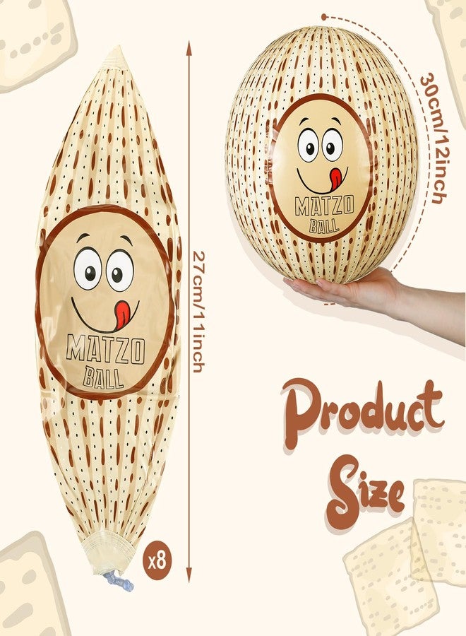 Motionchic 8 Pcs Passover Inflatable Matzah Ball, 12 Inch Blow up Bouncy Ball Passover Decorations Indoor Outdoor Play for Kids Playground Game Party Supplies - Image 3