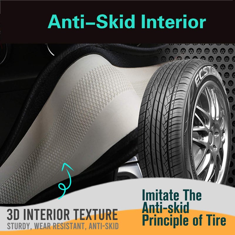 PINCTROT Steering Wheel Cover Great Grip with 3D Honeycomb Anti-Slip Design, Universal 14.5-15 Inch (Black/Red Stitch) - Image 5