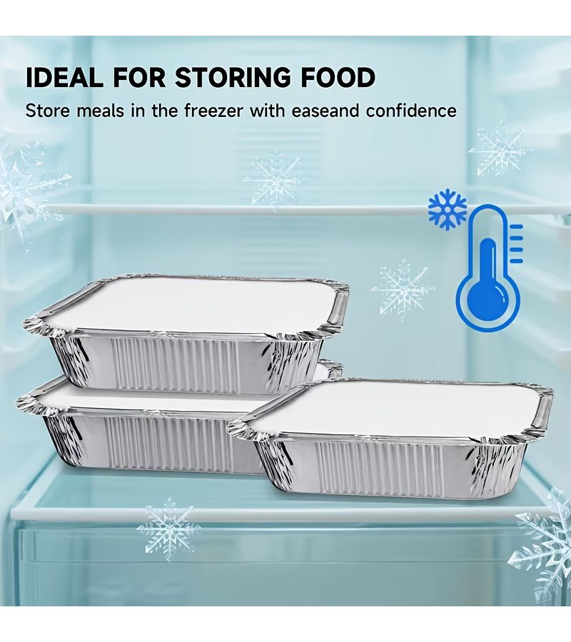 20 Pack Aluminum Foil Pans with Cardboard Lids 7 28 by 5 2 Inches Durable Disposable Baking Dishes for Baking Meal Prep Freezing Takeout and Catering - Image 2