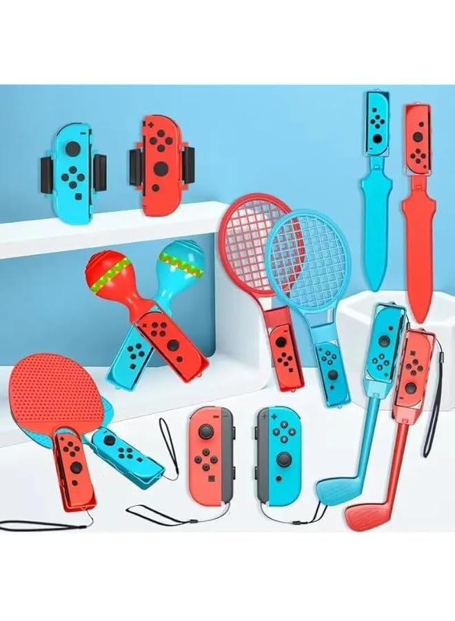 PROMASS 2024 Switch Sports Accessories Bundle, 16 in 1 Family Accessories Kit, for Switch Sports Games, with Tennis Racket Golf Club Wheels, Controller Grips, Compatible with Switch/Switch OLED - Image 1
