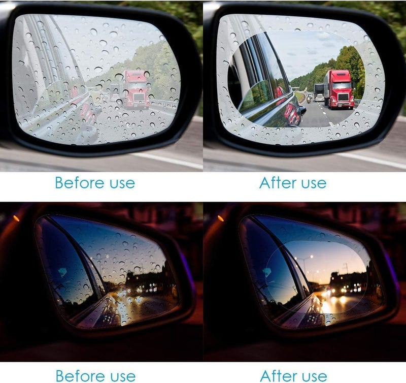 AUTOMODIFIER Rear View Mirror Waterproof Anti Fog Film - Rainproof PET+Nano Film Sticker for Car, SUV, Truck, Square & Oval Anti-Glare Mirror Protector - Image 2