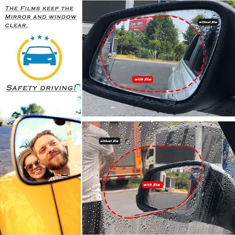 AUTOMODIFIER Rear View Mirror Waterproof Anti Fog Film - Rainproof PET+Nano Film Sticker for Car, SUV, Truck, Square & Oval Anti-Glare Mirror Protector - Image 3