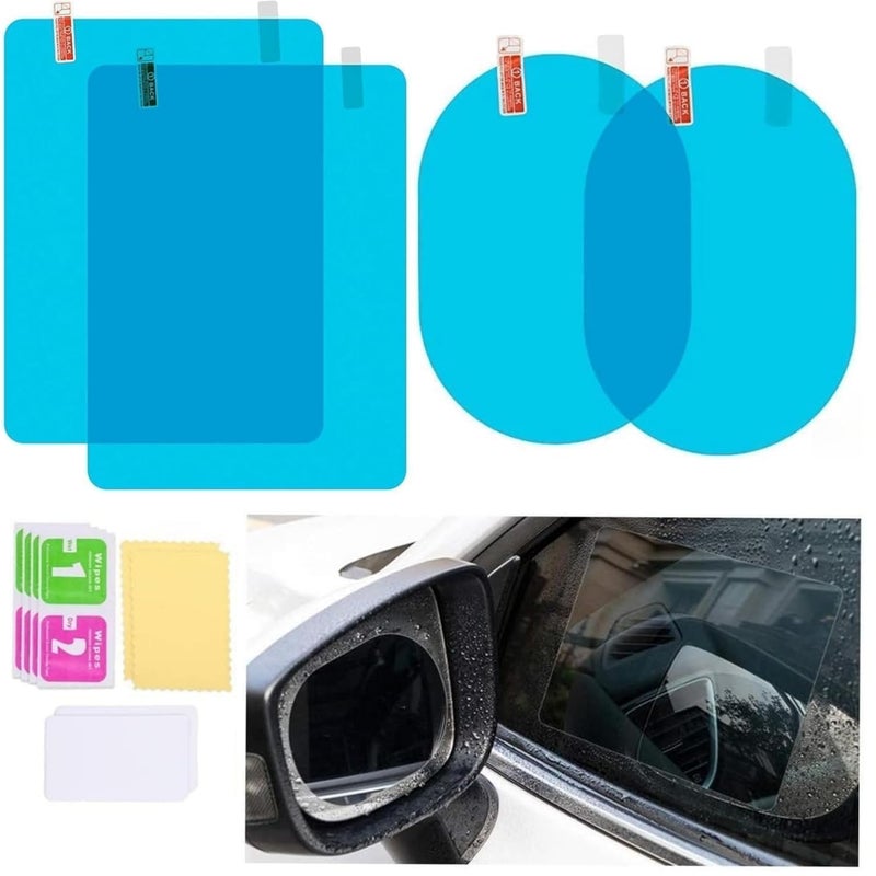 AUTOMODIFIER Rear View Mirror Waterproof Anti Fog Film - Rainproof PET+Nano Film Sticker for Car, SUV, Truck, Square & Oval Anti-Glare Mirror Protector - Image 1