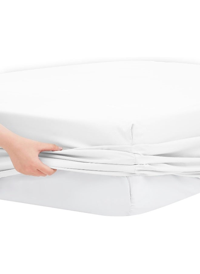 Modern Threads Modern Threads 6-Piece Bed Sheet Set - Deep Pocket, Soft Brushed Microfiber Sheets, Cool & Breathable for Mattress Up to 21 Inches, includes 4 Pillowcases, Flat & Fitted Sheets, White Queen  - Image 4