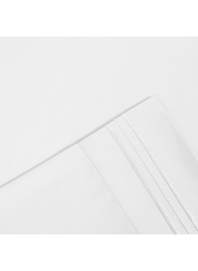 Modern Threads Modern Threads 6-Piece Bed Sheet Set - Deep Pocket, Soft Brushed Microfiber Sheets, Cool & Breathable for Mattress Up to 21 Inches, includes 4 Pillowcases, Flat & Fitted Sheets, White Queen  - Image 3