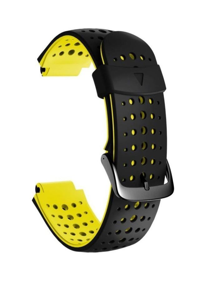 NIBEMINENT Two-Colour Silicone Replacement Strap Watchband For Garmin Forerunner 220 Black/Yellow - Image 1
