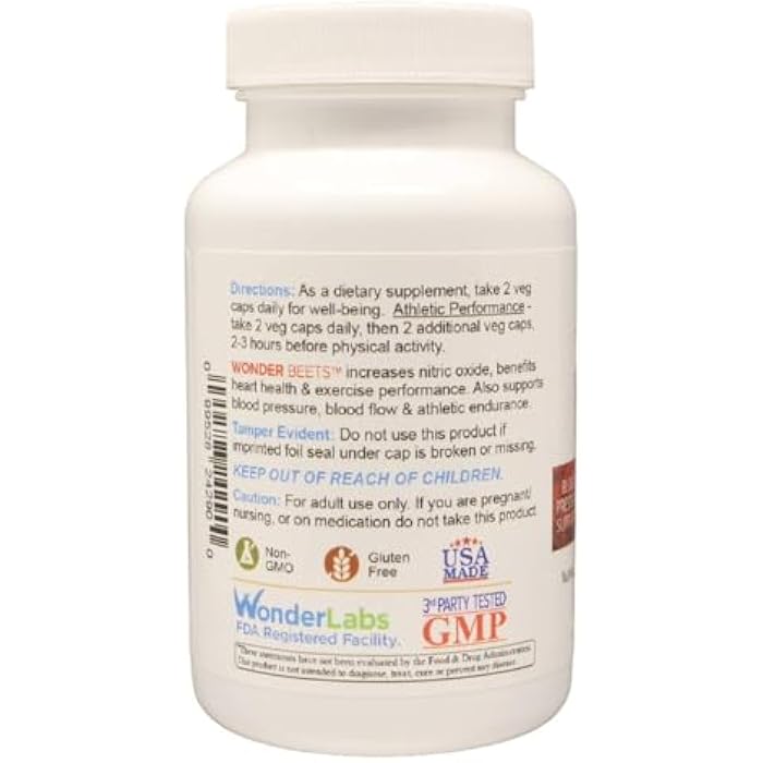 Wonder Laboratories Wonder Beet Beet Root Capsules 1100mg, Standardized to 2% Nitrates, Helps Support Nitric Oxide Production, Blood Pressure, Heart Health, Contains Non-GMO Beetroot Powder and Grape Seed Extract (90) - Image 3