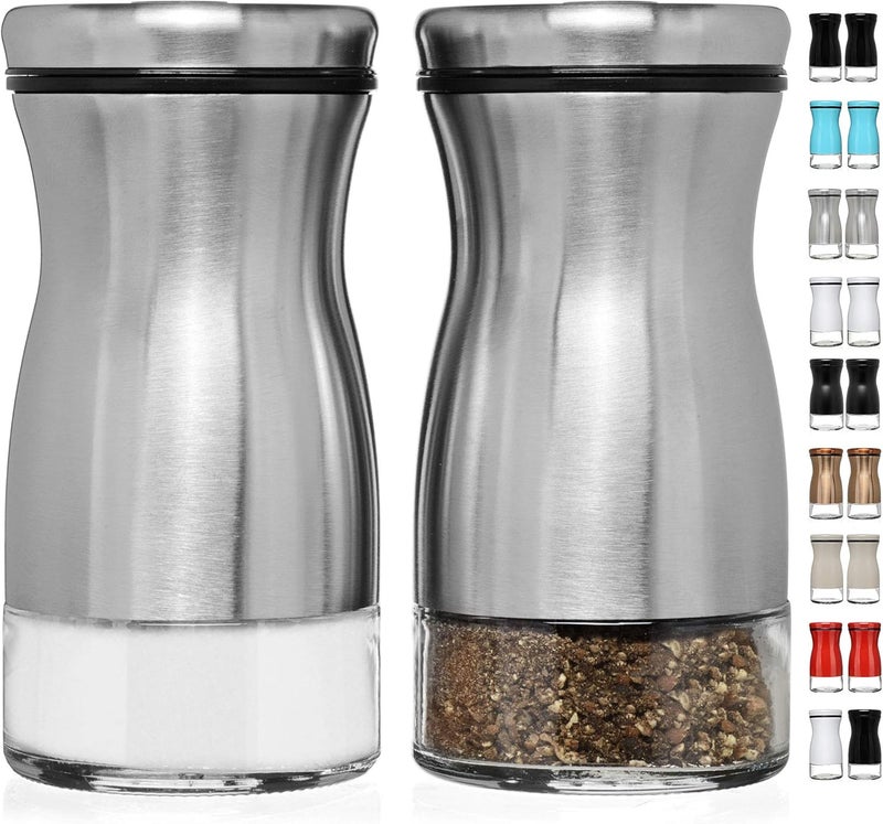 CHEFVANTAGE Salt and Pepper Shakers Set with Adjustable Pour Holes by - Stainless Steel - Image 1