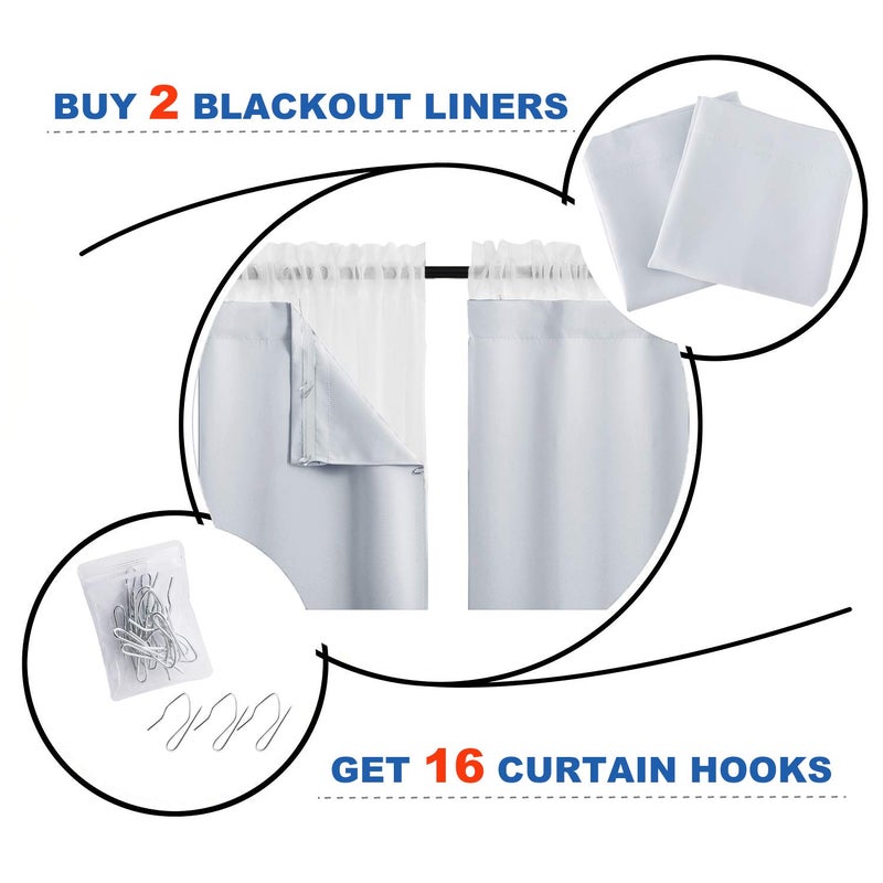 NICETOWN Blackout Draperies Window Curtain Liners - Thermal Insulated Rod Pocket Curtains, Blackout Curtain Liners Darkening for 95 inch Curtain (2 Pieces with Hooks, Each 27" x 92", Greyish White) - Image 2