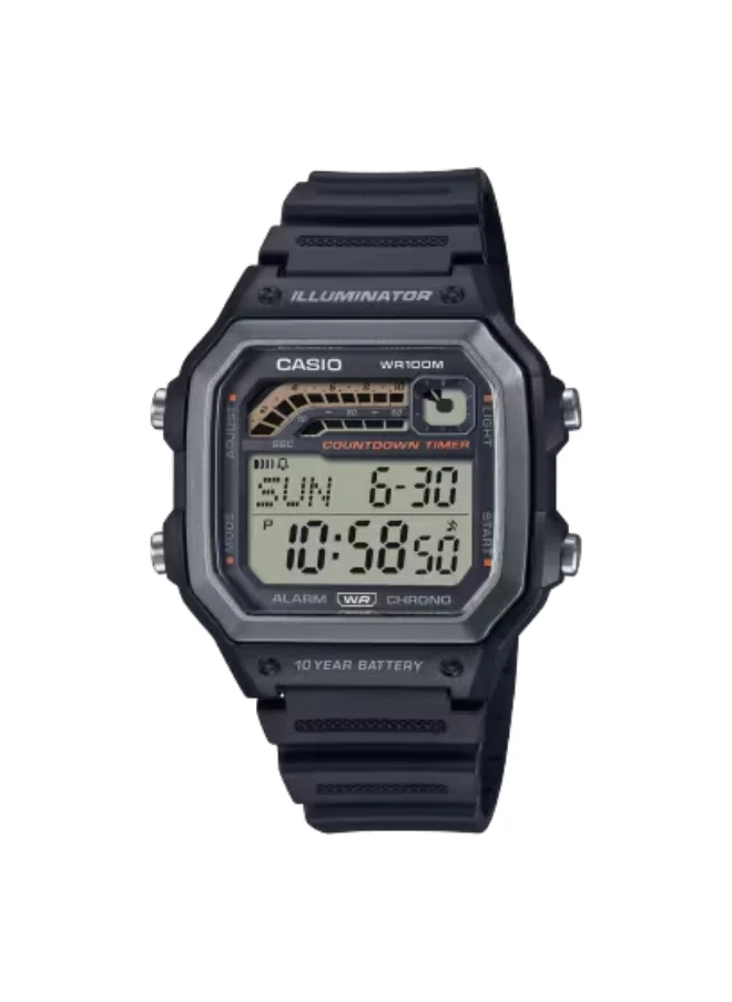 كاسيو Men's Digital Display Watch With Black Resin Strap - WS-1600H-1AVDF